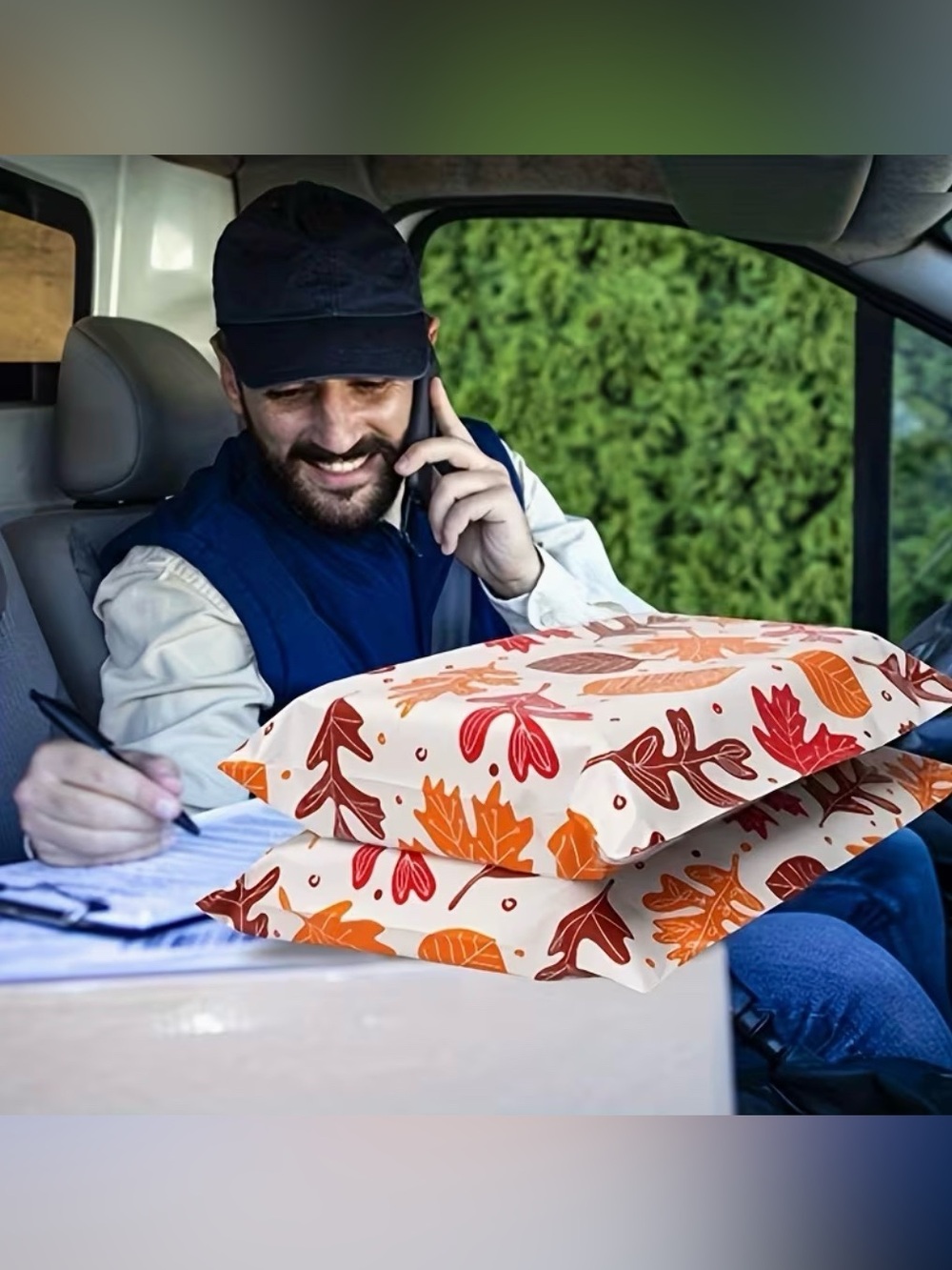 20 14.5โ x 19โ Halloween Autumn Leaves Poly Mailers - Picture 6 of 7